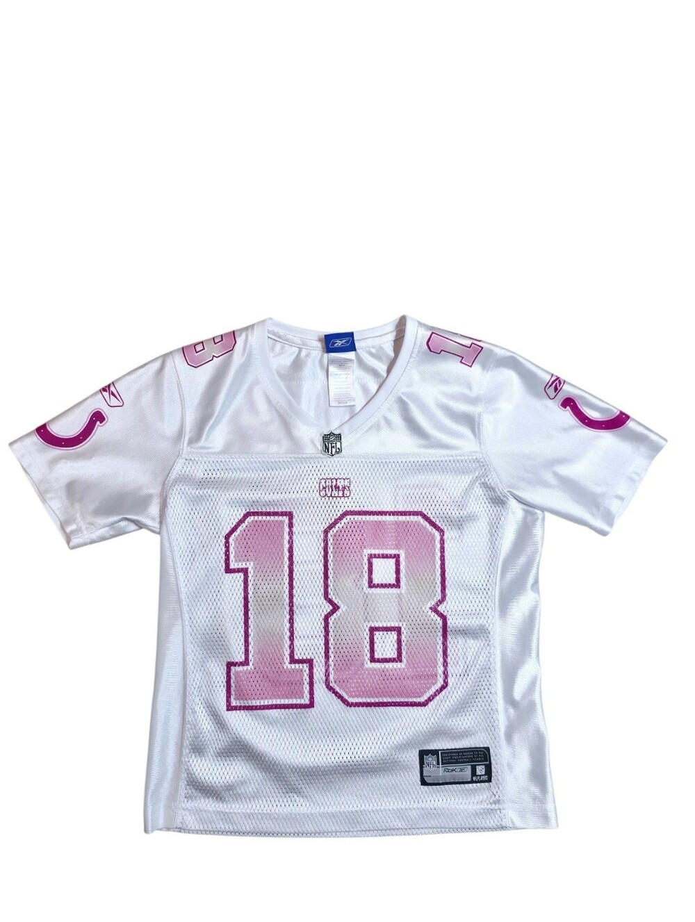 Peyton Manning #18 Colts Pink Reebok NFL Women's Small Jersey